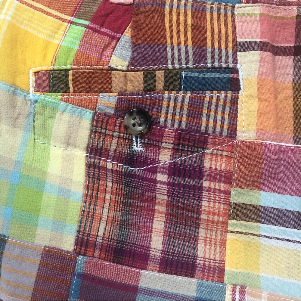 Talbots Orange Patchwork Madras Plaid 4 Inch Shor… - image 4